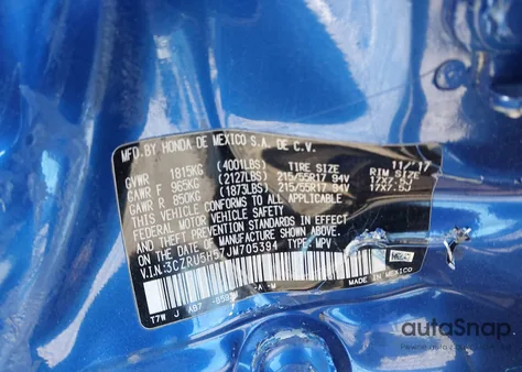 2018 Honda Hr-V Ex from USA, damaged, VIN 3CZRU5H57JM705394